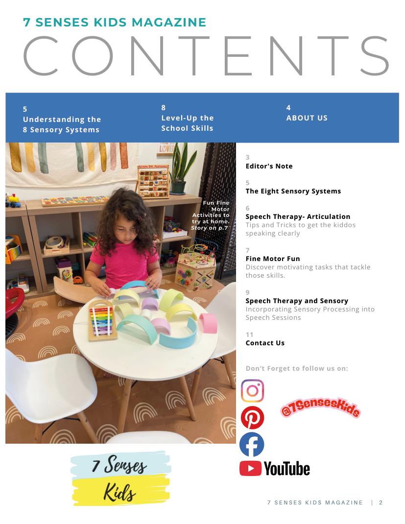 7 Senses Kids Magazine, Winter 2026, page 2