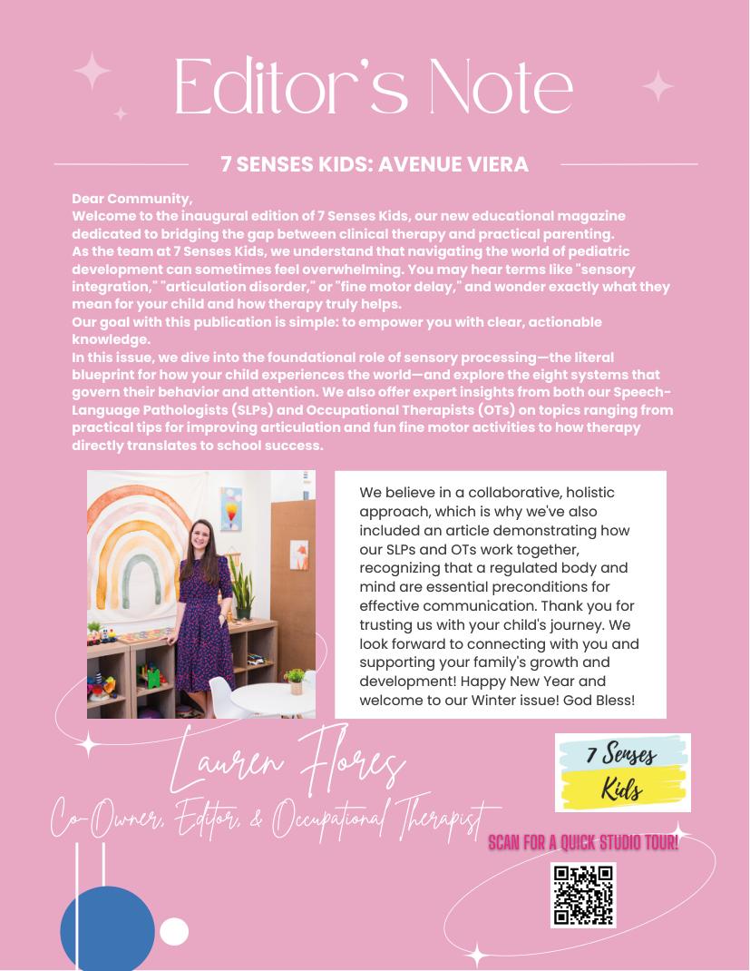 7 Senses Kids Magazine, Winter 2026, page 3